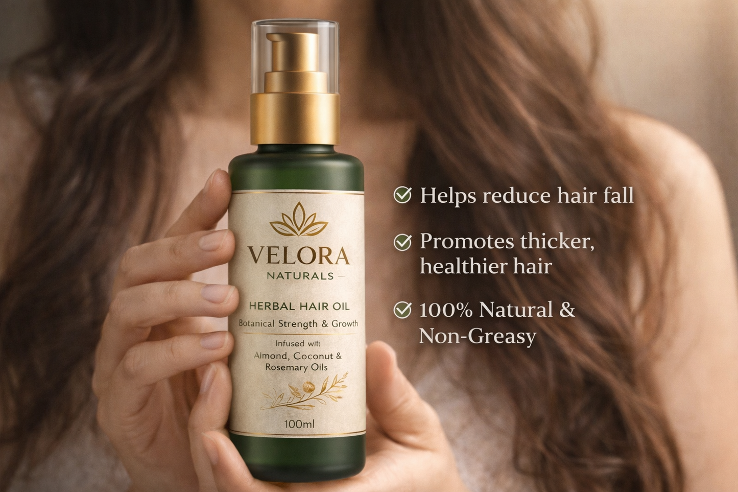 Velora Naturals Herbal Hair Oil | Strengthen, Nourish & Restore Shine