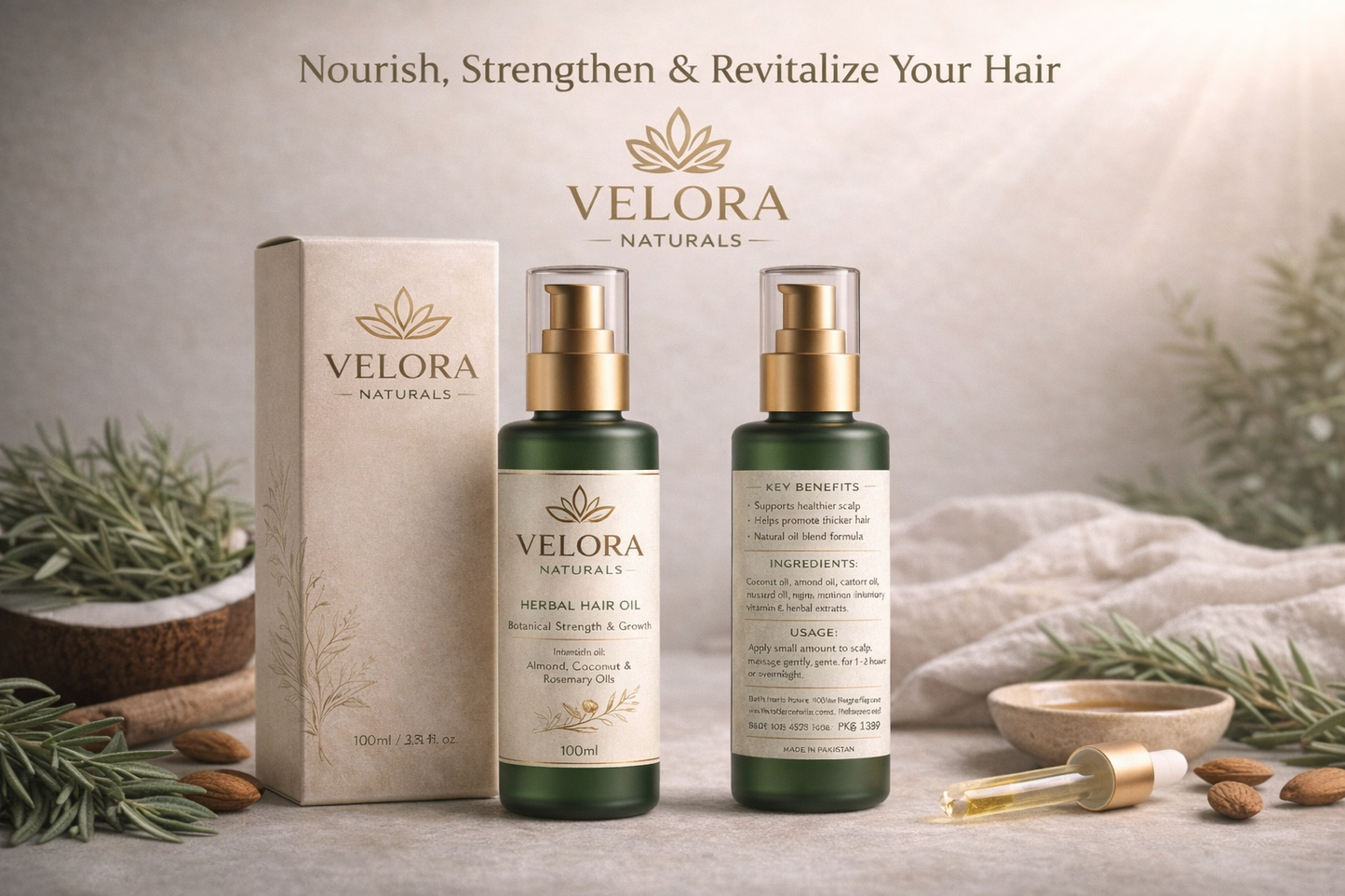 Velora Naturals Herbal Hair Oil | Strengthen, Nourish & Restore Shine