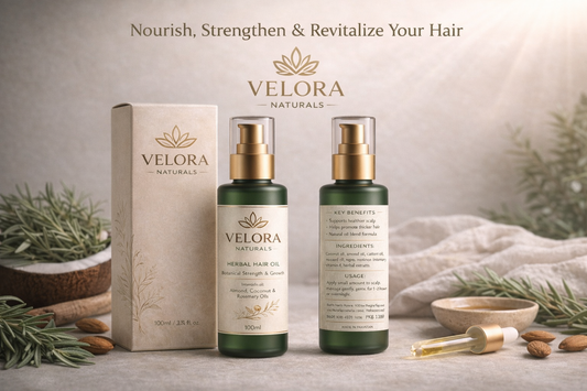 Velora Naturals Herbal Hair Oil | Rosemary, Coconut & Almond Oil for Hair Growth & Hair Fall Control