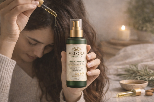 Velora Naturals Herbal Hair Oil | Rosemary, Coconut & Almond Oil for Hair Growth & Hair Fall Control